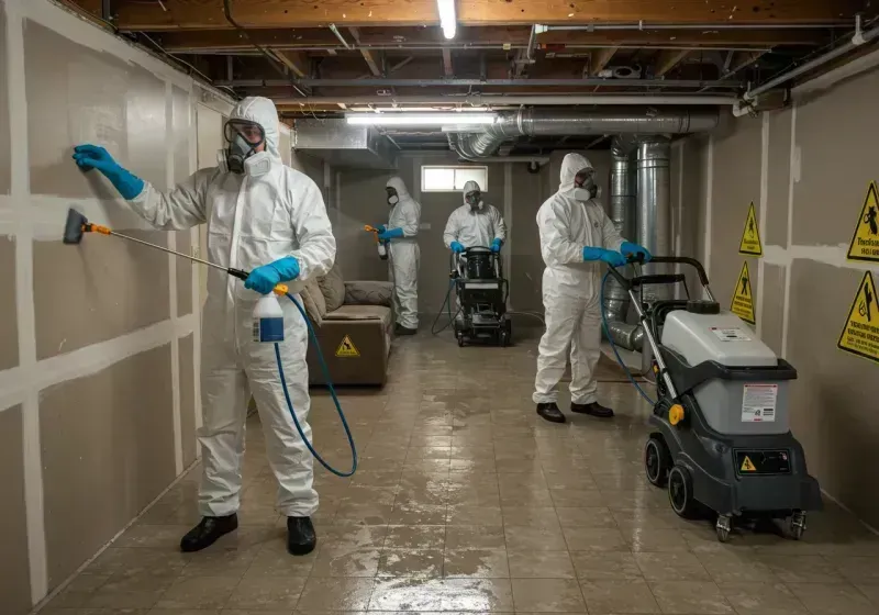 Basement Moisture Removal and Structural Drying process in North Brooksville, FL